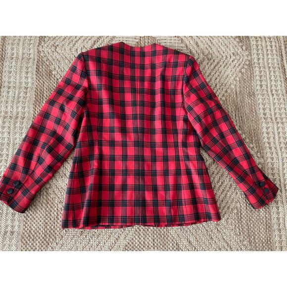 Vintage Red SWEETBRIAR tartan plaid blazer SZ 10 80s / 90s - Picture 5 of 8